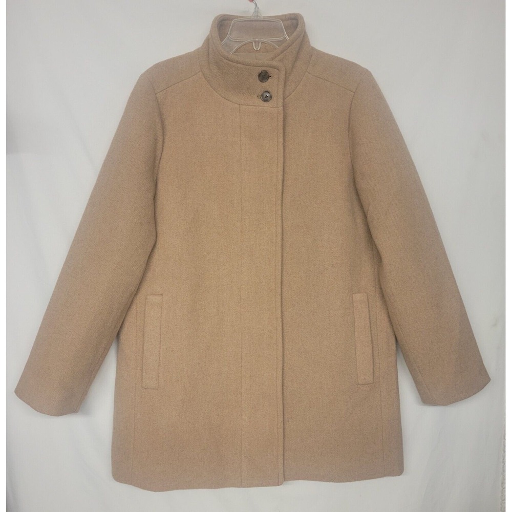 J.Crew Size 12 Wool Blend Mid -Length Coat Brown,  Zip up / Button, Winter Coat